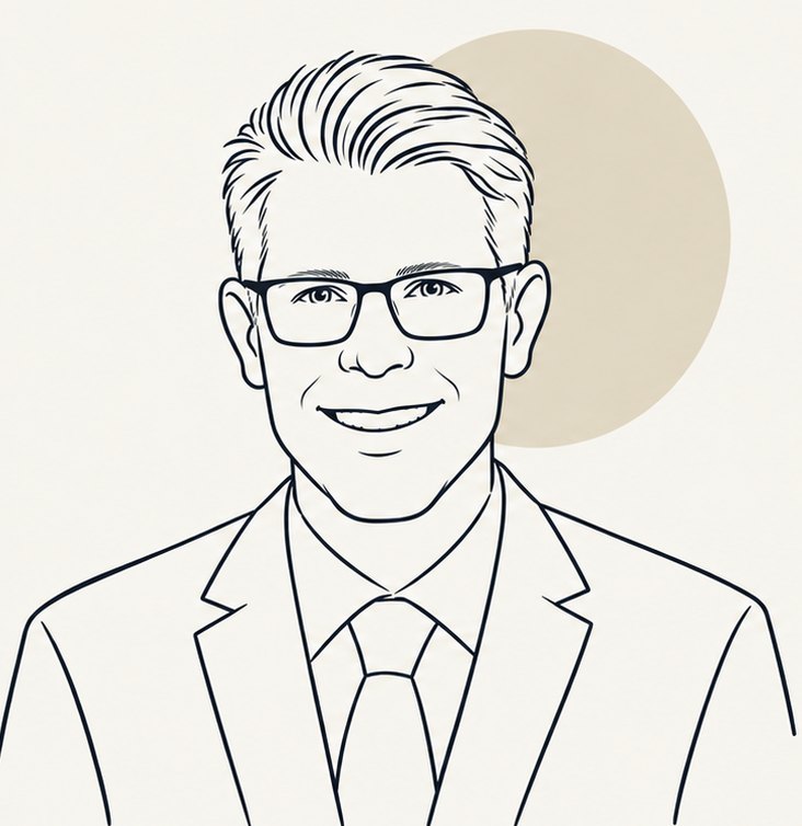 Illustriertes Porträt von Rechtsanwalt Daniel Heitfeld